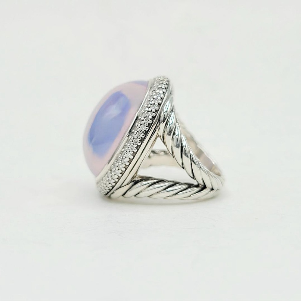 David Yurman Signature Oval Ring With Lavender Moonstone And Diamonds - Picture 5 of 15